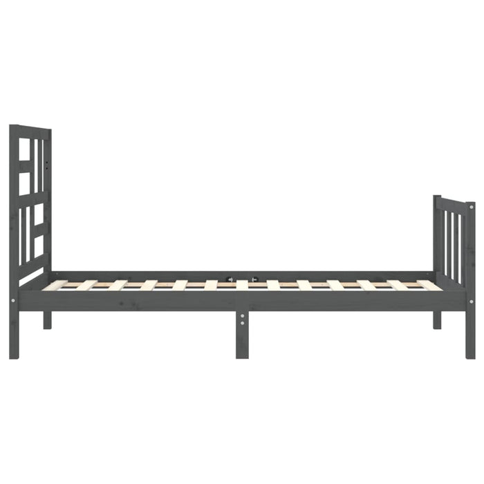 Massivholzbett mit Kopfteil Grau 90x200 cm