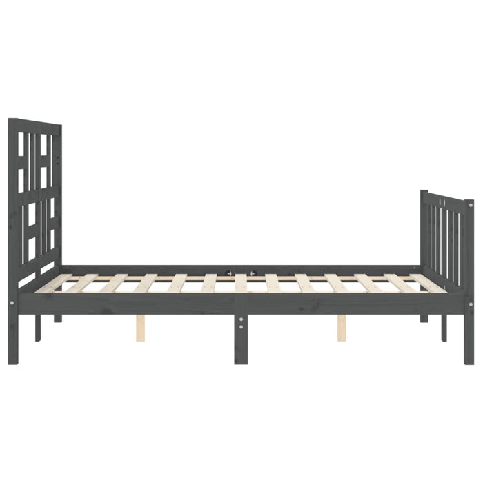 Massivholzbett mit Kopfteil Grau 120x200 cm
