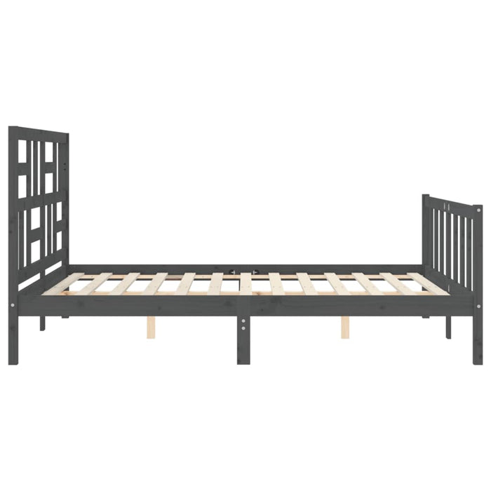 Massivholzbett mit Kopfteil Grau 160x200 cm