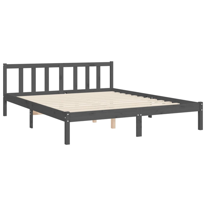 Massivholzbett mit Kopfteil Grau 160x200 cm
