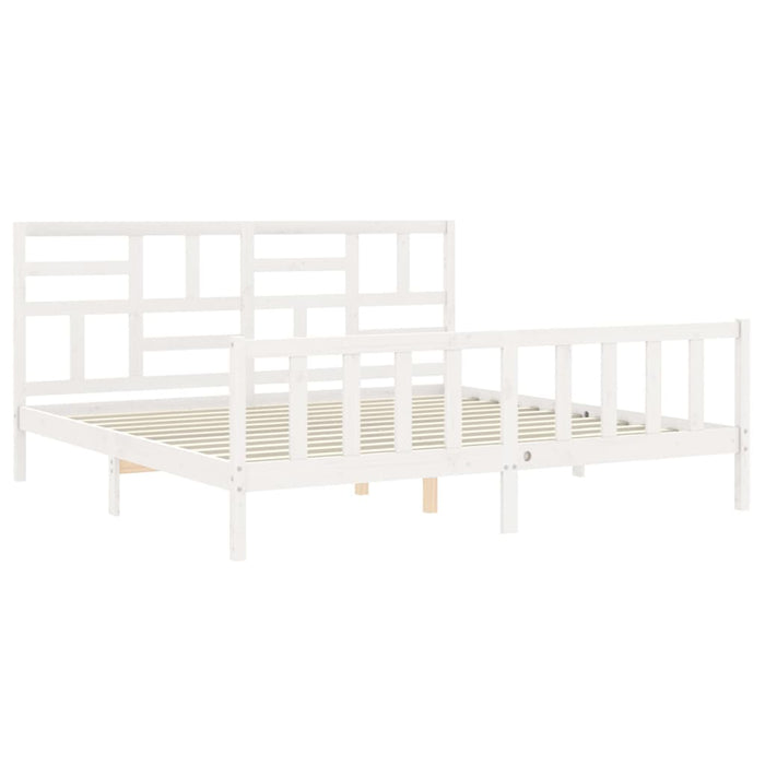 Massivholzbett mit Kopfteil Weiß 200x200 cm