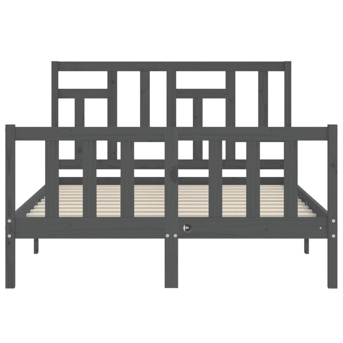 Massivholzbett mit Kopfteil Grau 140x190 cm