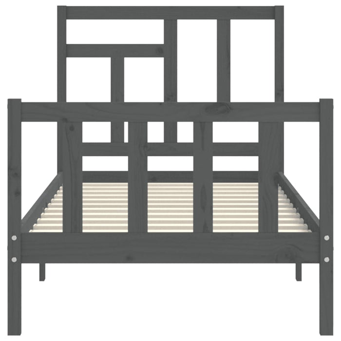 Massivholzbett mit Kopfteil Grau 100x200 cm