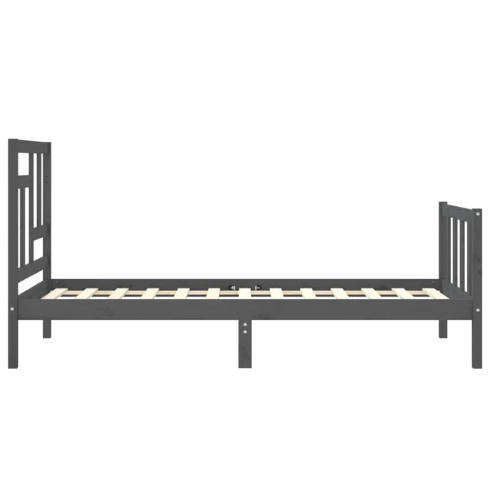 Massivholzbett mit Kopfteil Grau 100x200 cm