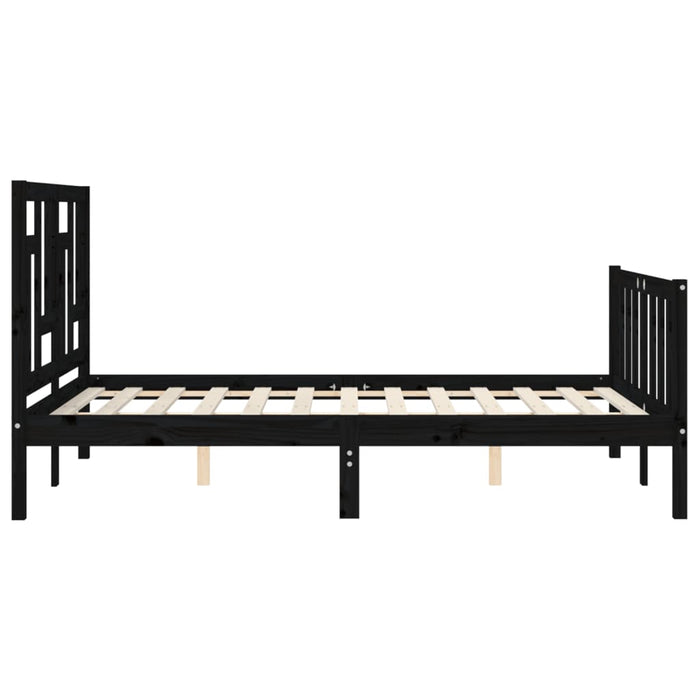 Massivholzbett mit Kopfteil Schwarz 140x200 cm