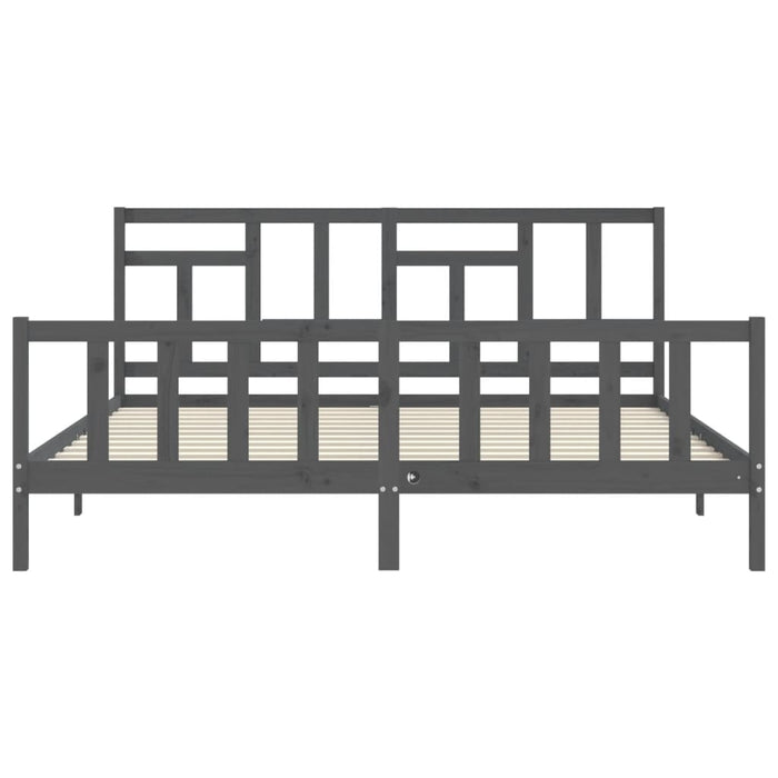 Massivholzbett mit Kopfteil Grau 200x200 cm