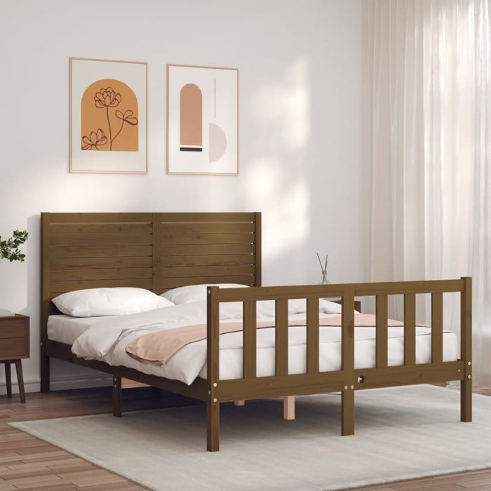 Massivholzbett mit Kopfteil Honigbraun