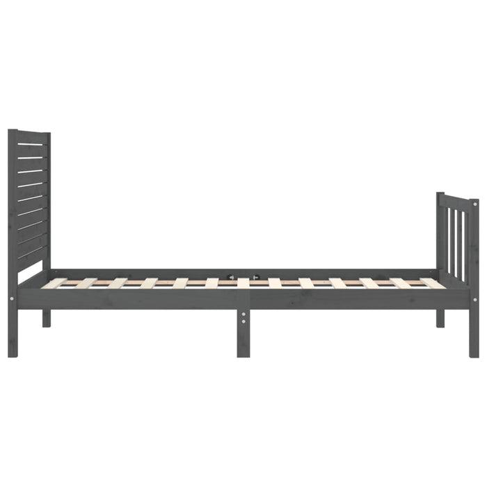 Massivholzbett mit Kopfteil Grau 100x200 cm