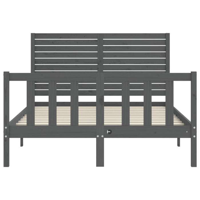 Massivholzbett mit Kopfteil Grau 120x200 cm