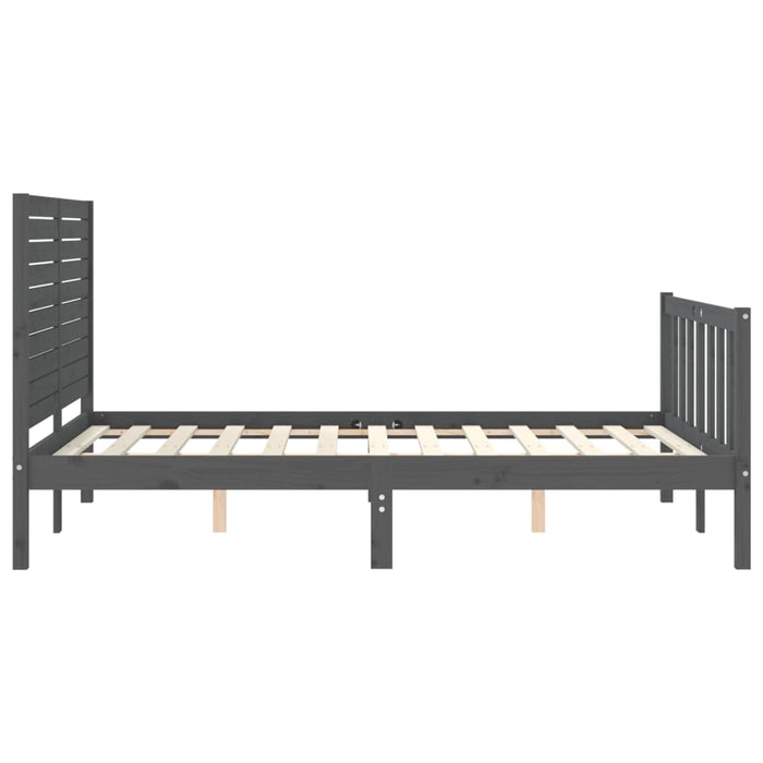 Massivholzbett mit Kopfteil Grau 120x200 cm