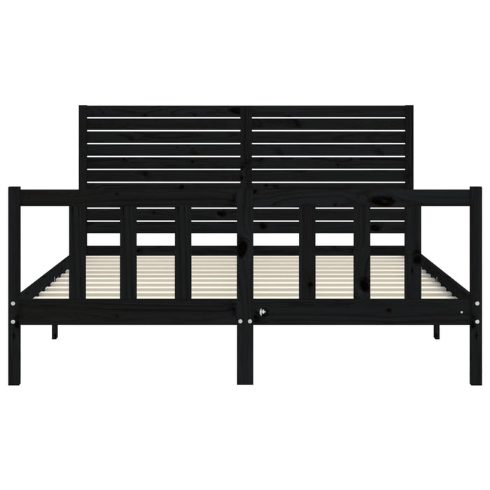 Massivholzbett mit Kopfteil Schwarz 160x200 cm