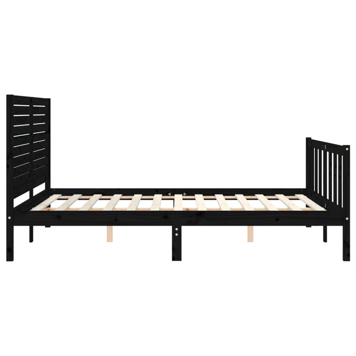 Massivholzbett mit Kopfteil Schwarz 160x200 cm