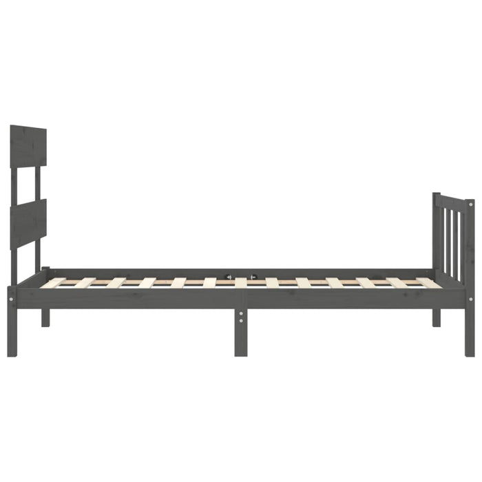 Massivholzbett mit Kopfteil Grau 90x200 cm