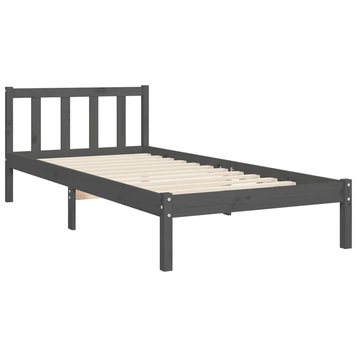 Massivholzbett mit Kopfteil Grau 90x200 cm