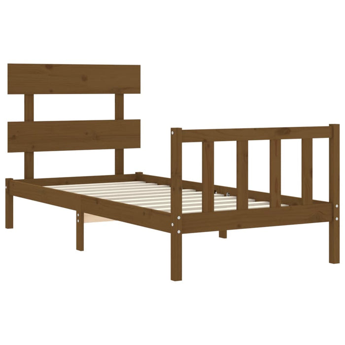 Massivholzbett mit Kopfteil Honigbraun 90x200 cm
