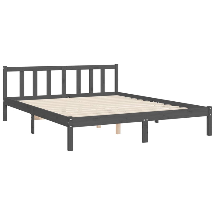 Massivholzbett mit Kopfteil Grau 160x200 cm