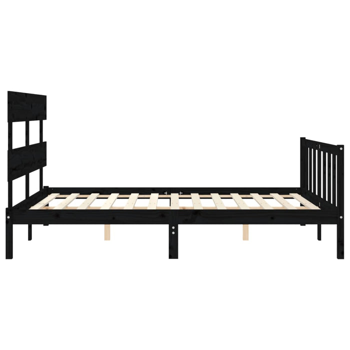 Massivholzbett mit Kopfteil Schwarz 160x200 cm