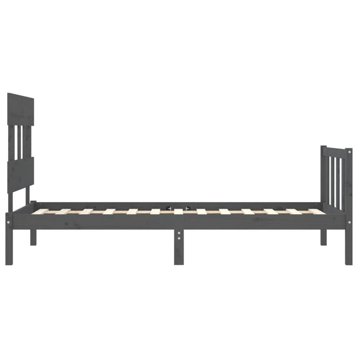 Massivholzbett mit Kopfteil Grau 90x200 cm