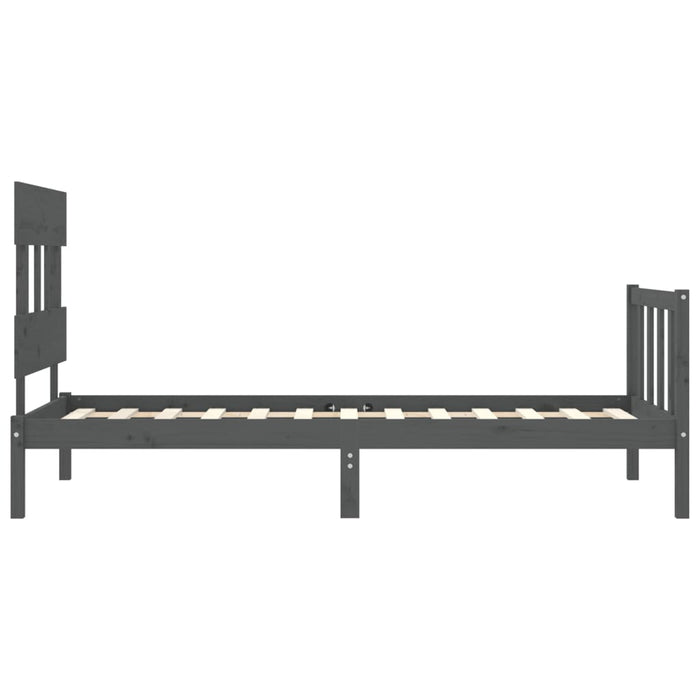 Massivholzbett mit Kopfteil Grau 100x200 cm