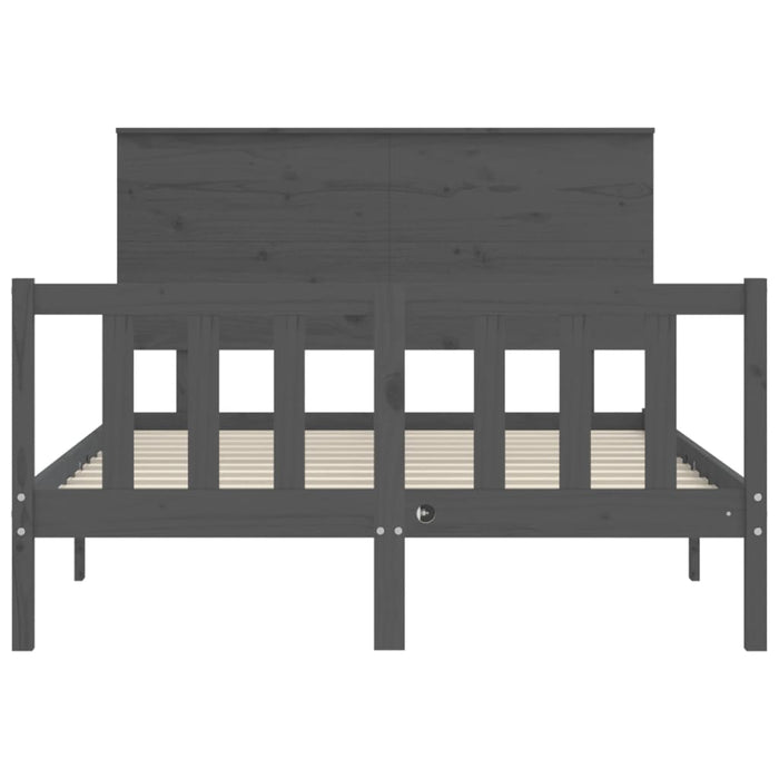 Massivholzbett mit Kopfteil Grau 140x190 cm