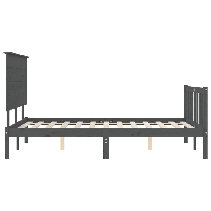 Massivholzbett mit Kopfteil Grau 140x190 cm