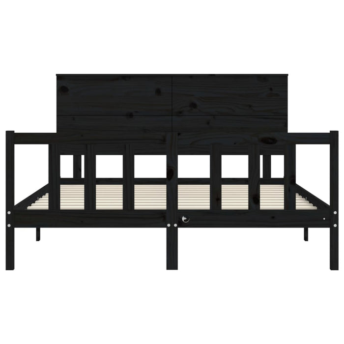 Massivholzbett mit Kopfteil Schwarz 160x200 cm