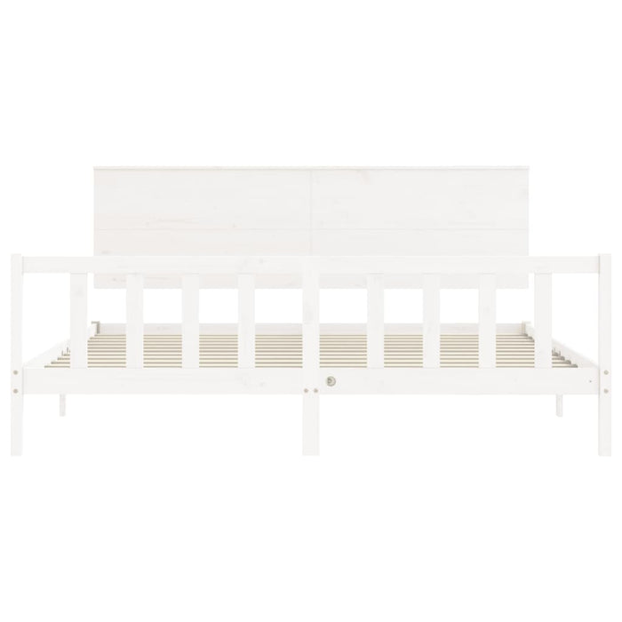 Massivholzbett mit Kopfteil Weiß 200x200 cm