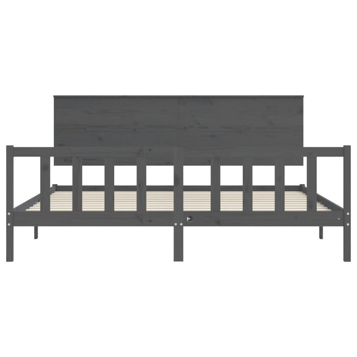 Massivholzbett mit Kopfteil Grau 200x200 cm