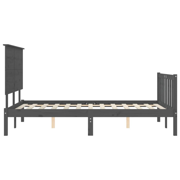 Massivholzbett mit Kopfteil Grau 200x200 cm