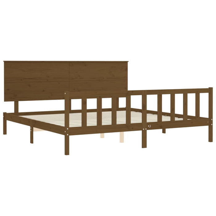 Massivholzbett mit Kopfteil Honigbraun 200x200 cm