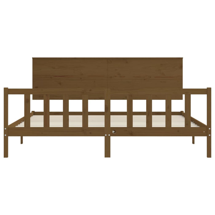 Massivholzbett mit Kopfteil Honigbraun 200x200 cm