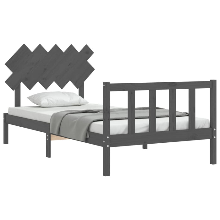 Massivholzbett mit Kopfteil Grau 100x200 cm