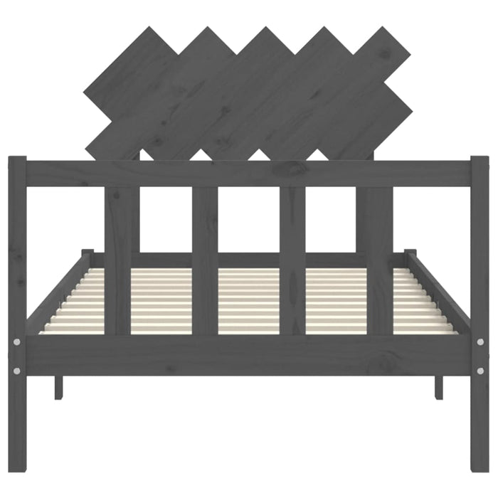 Massivholzbett mit Kopfteil Grau 100x200 cm