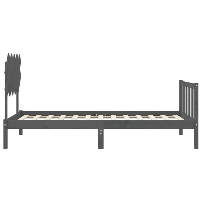 Massivholzbett mit Kopfteil Grau 100x200 cm