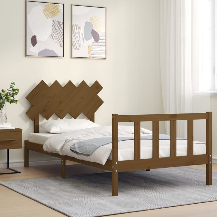 Massivholzbett mit Kopfteil Honigbraun 100x200 cm