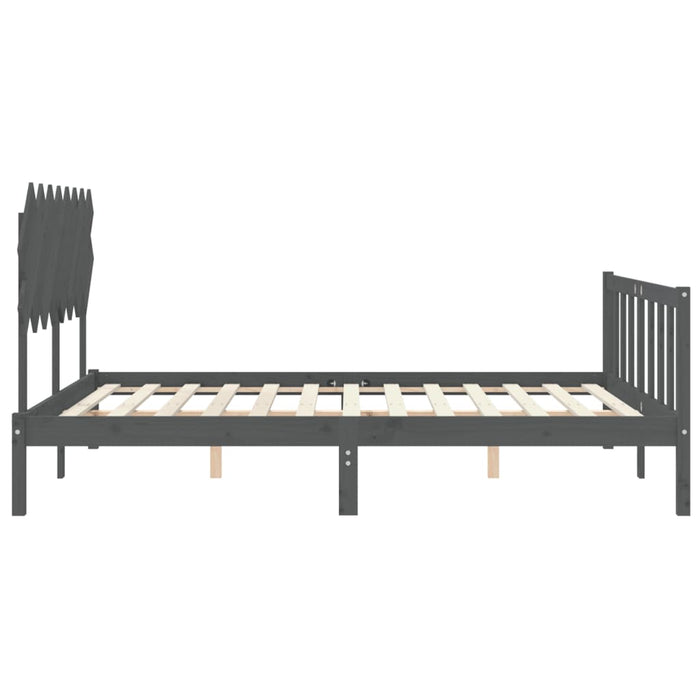 Massivholzbett mit Kopfteil Grau 160x200 cm