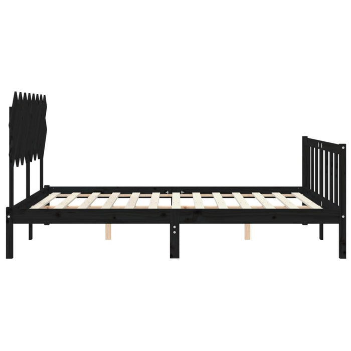 Massivholzbett mit Kopfteil Schwarz 160x200 cm