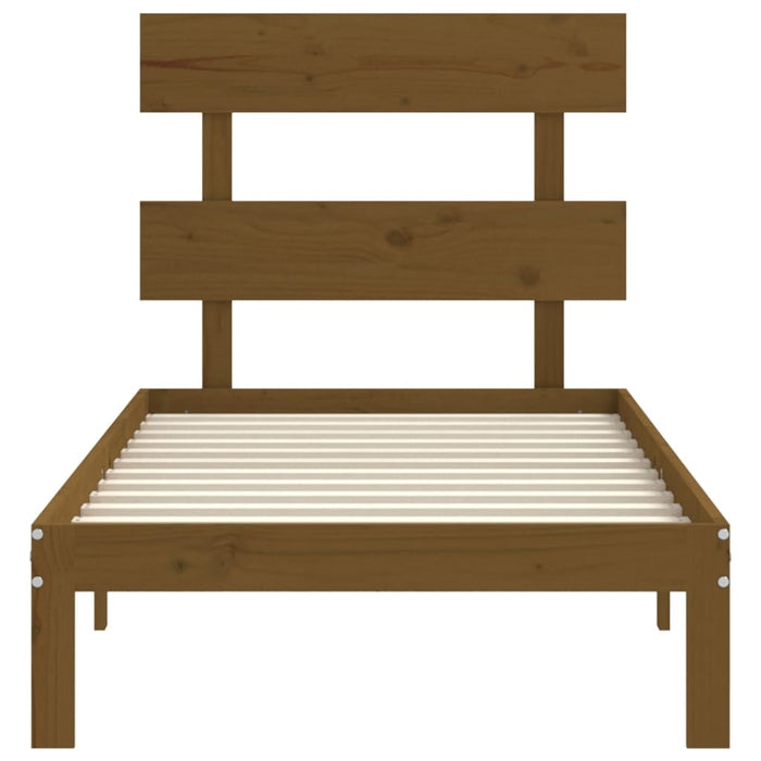 Massivholzbett mit Kopfteil Honigbraun