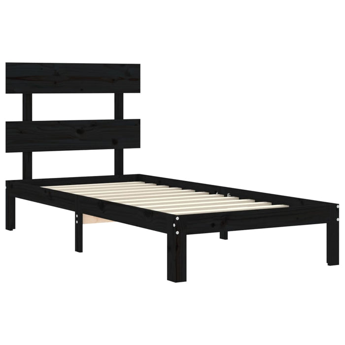 Massivholzbett mit Kopfteil Schwarz 90x200 cm