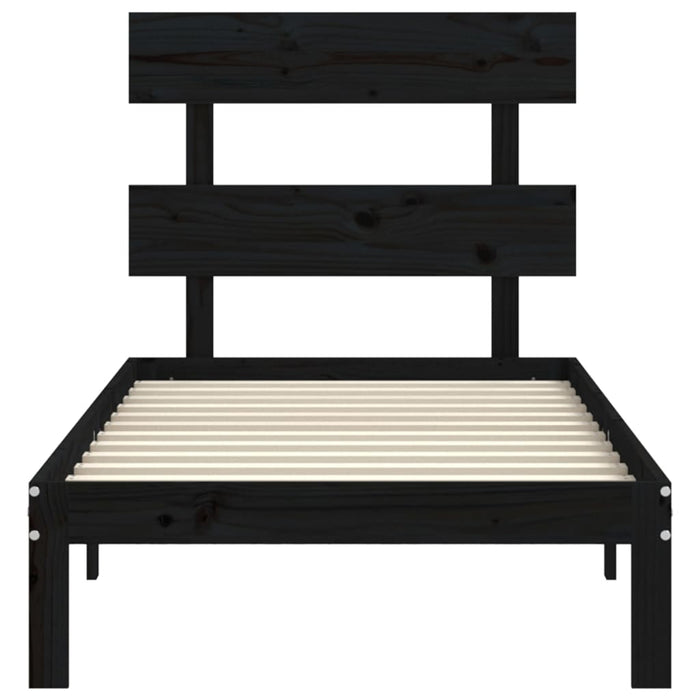 Massivholzbett mit Kopfteil Schwarz 90x200 cm