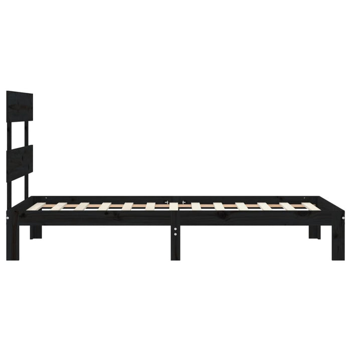 Massivholzbett mit Kopfteil Schwarz 90x200 cm