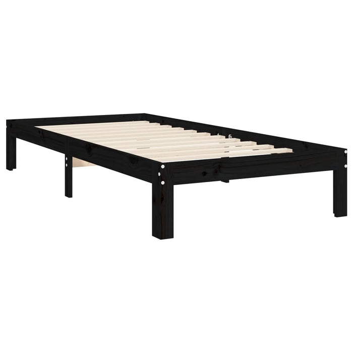 Massivholzbett mit Kopfteil Schwarz 90x200 cm