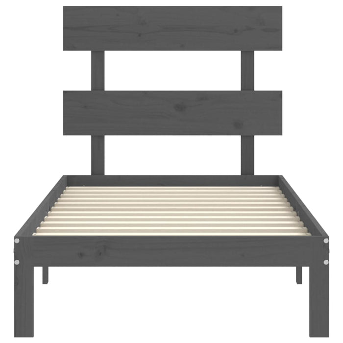 Massivholzbett mit Kopfteil Grau 100x200 cm