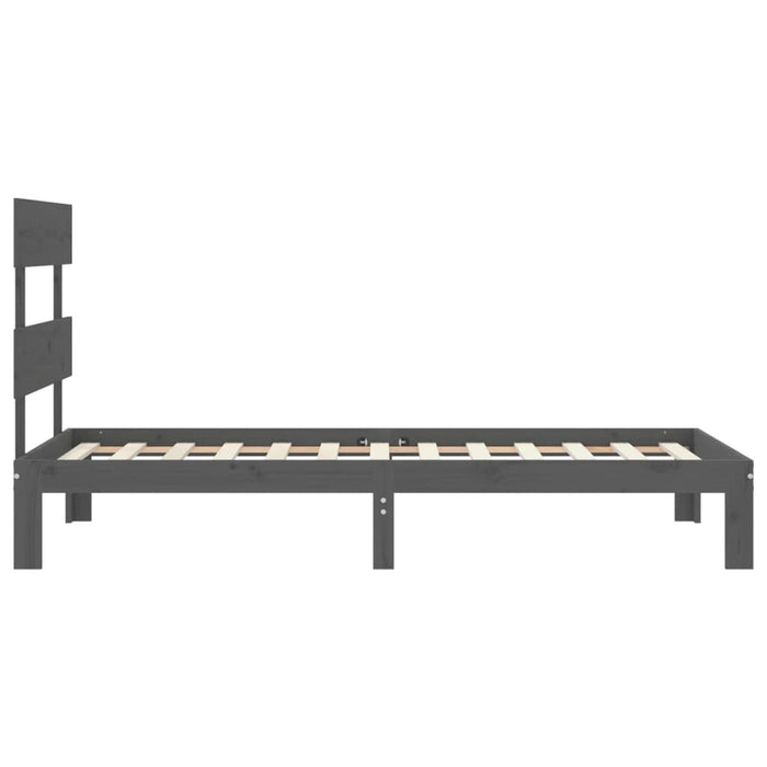 Massivholzbett mit Kopfteil Grau 100x200 cm