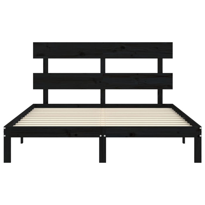 Massivholzbett mit Kopfteil Schwarz