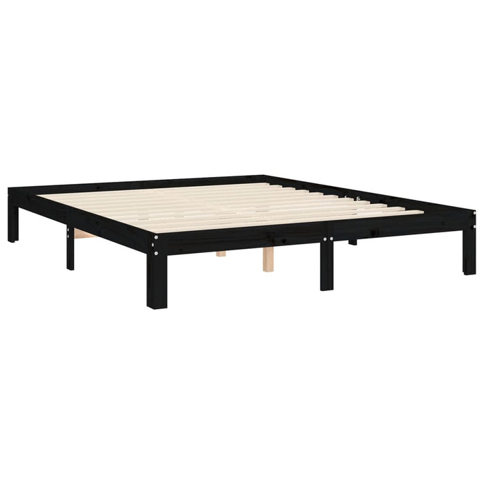 Massivholzbett mit Kopfteil Schwarz