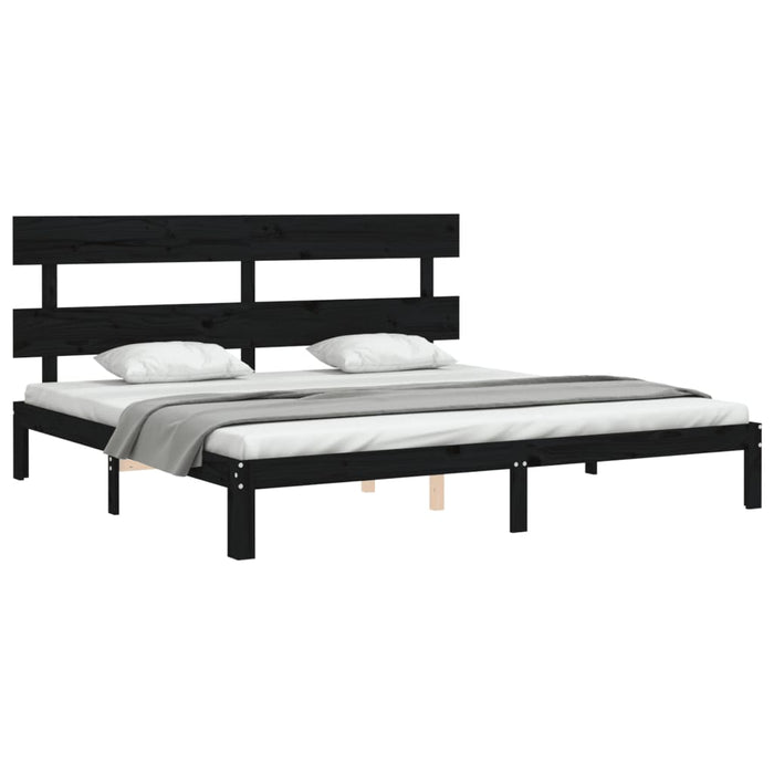 Massivholzbett mit Kopfteil Schwarz 200x200 cm
