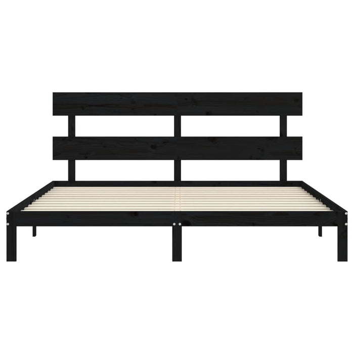 Massivholzbett mit Kopfteil Schwarz 200x200 cm