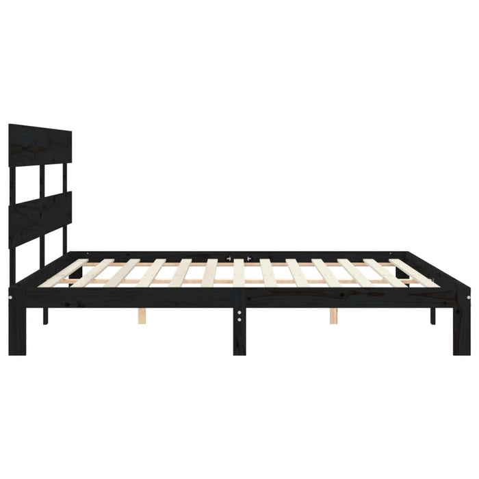 Massivholzbett mit Kopfteil Schwarz 200x200 cm