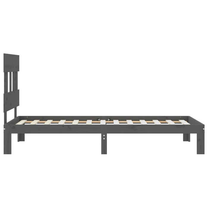 Massivholzbett mit Kopfteil Grau 90x200 cm